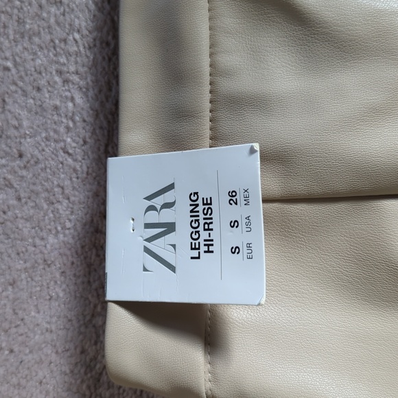 ZARA Hi-rise Faux Leather Leggings Sand - Picture 4 of 10
